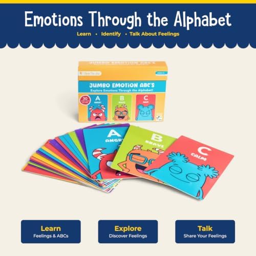 Open The Joy Jumbo ABC Emotion Cards, SEL Flashcards for Kids Ages 3+ - Image 2