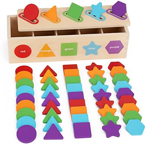 Montessori Toys for 1 2 3 Year Old, Color Sorting & Stacking Matching Toys by KMTJT