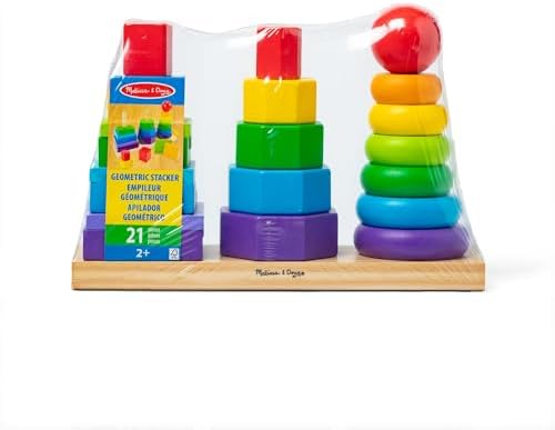 Melissa & Doug Geometric Stacker - Wooden Educational Toy,25 count(pack of 1) - Image 3