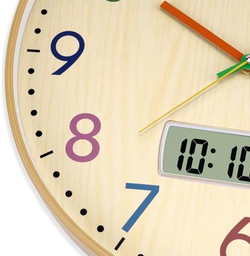 Foxtop Digital and Analog Learning Clock for Kids - Telling Time Teaching Clock 14 Inch Silent Non-Ticking Battery Operated Kids Wall Clock for Kids Room Playroom Nursery Classroom School - Image 7
