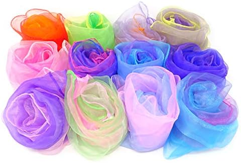 Honbay 12PCS Gradient Color Square Scarves Juggling Scarves Silk Dance Scarves Performance Props,24 x 24 Inch by Unknown