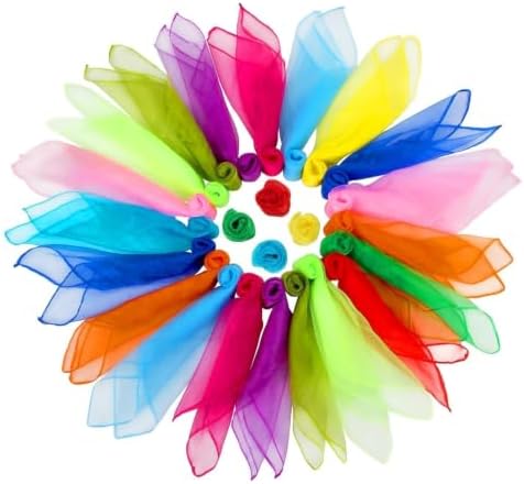 24 Inches Square Dance Scarves, 24PCS 12 Colors Juggling Scarf Props Magic Trick Silk Play Scarves Music Movement Scarf (24) by Colovis