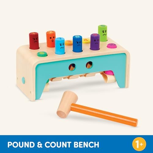 Battat Wooden Pounding Bench Toy with Mallet, Pound & Count Bench - Image 6