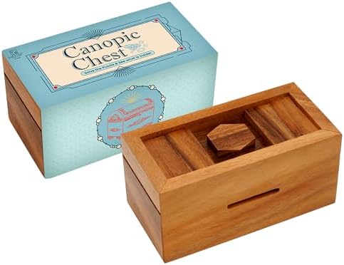 BSIRI Canopic Chest Challenging Brain Teaser Wooden Mind Puzzles and Use as Money Stash Jewelry 3D Puzzle Lock Box Gift Card Money Puzzle for Cash Gift by HB3FbyBSIRI