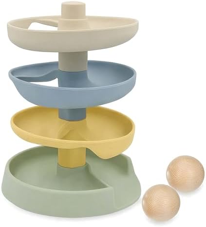 Little Rawr Silicone Ball Drop Tower Toy for Toddlers, 4-Tier Rolling Ramp Track with Wooden Balls, Soft Food-Grade Silicone Montessori Toy for Early Learning, Fine Motor Skill Development, Ages 1–3 by LITTLERAWR