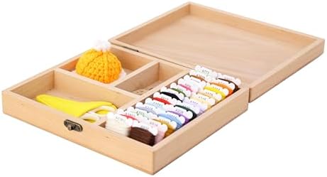 Sewing Box Montessori Practical Life Wooden Sewing Box with Embroidery Thread, Scissors Case, Pin Cushion, Educational Craft Kit for Kids 5+ - Image 2