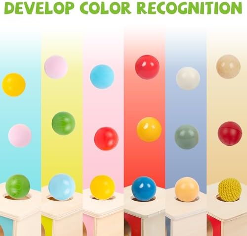 Adena Montessori Object Permanence Box, 3 Wooden Balls, Morandi Colors - Image 6