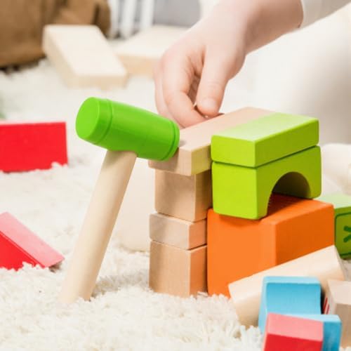 1Pcs Toy Hammer Simulation Wooden Hammers Plastic Toddler Hammer SmallPortable Kids Maintenance Tools Toys Pretend Fake Mallet Hammers for Boys Girls（Green） - Image 2