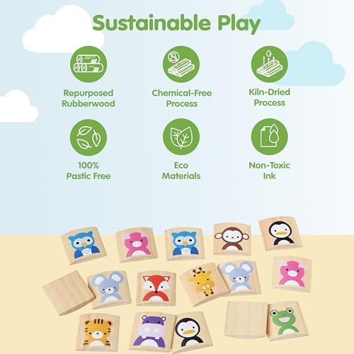 PlanToys® Wooden Animals Memo Game Montessori Memory Matching Kids Toy - Image 3