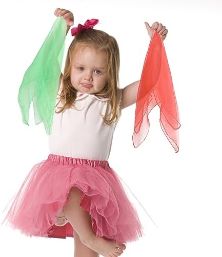 KIMOBER 24PCS Square Dance Scarves,12 Colors Juggling Silk Magic Tricks Music Movement Scarf Props for Kids Toddlers Children(24in × 24 Inches) - Image 6