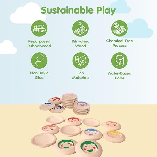 PlanToys® My Mood Memo Wooden Montessori Emotional Matching Kids Feelings - Image 3