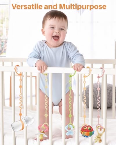 LittleHugs Toy Straps for Baby, Adjustable Toy Holder for Stroller Accessories, Silicone Tether Pacifier Clip, No Throw Travel Essential Leash for High Chair, Car Seat (4 Pack Macaron) - Image 5