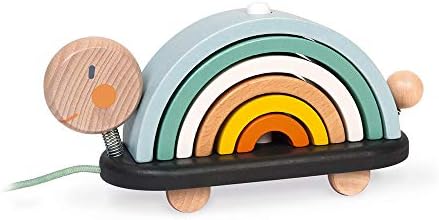 Janod - Sweet Cocoon - Wooden Pull Toy - Rainbow Turtle - 7 pc by Janod