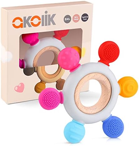 akolik Baby Teething Toys,Teething Relief Teethers Toy for Babies 0-3-6-9-12 Months Old Boys Girls BPA Free Baby Chew Toys Infant Toys Newborn Accessories by Unknown