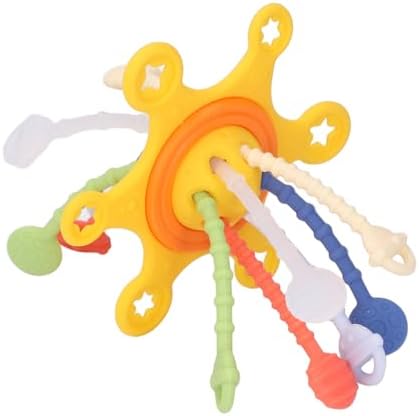 Tbest Pull String Toy Brain Development Interactive Fine Motor Skill Colorful Silicone Pull String Sensory Toy ToySilic Sensory Safe Made Provide Robust a by LetYourCarMoreColorful