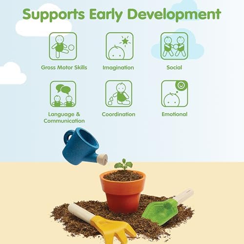 PlanToys® Wooden Gardening Set Montessori Pretend Tools for Kids Outdoor - Image 4