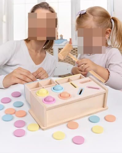 Montessori 2-in-1 Coin Drop & Pounding Bench, Shape Sorting & Fine Motor Skill Development - Image 6
