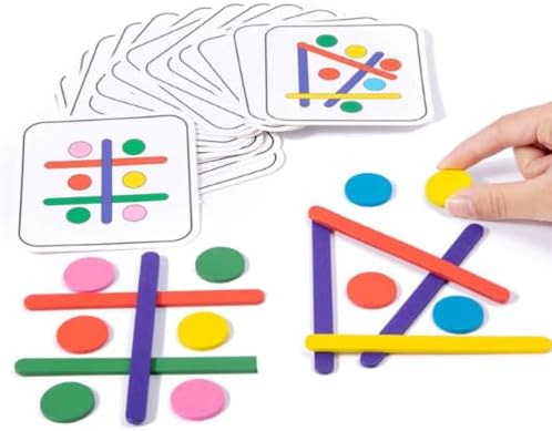 Montessori Wooden Rainbow Stick Pattern Blocks Matching Game by Unknown