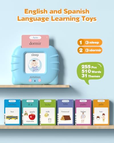Airbition Bilingual Talking Flash Cards, 510 Words Spanish and English Blue - Image 2