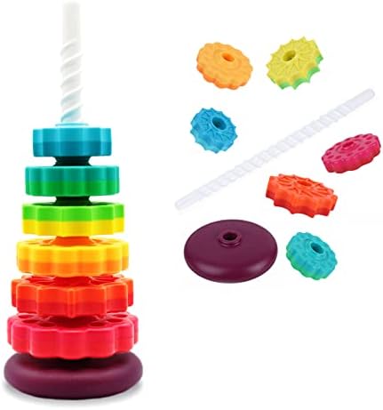 LUCKFUTURE Educational Spinning Stacking Toys, Rainbow Stacking Rings Baby Toy, Montessori Sensory Learning Toy for Girls and Boys Toddlers Toys for 1-3 Year Old - Image 5