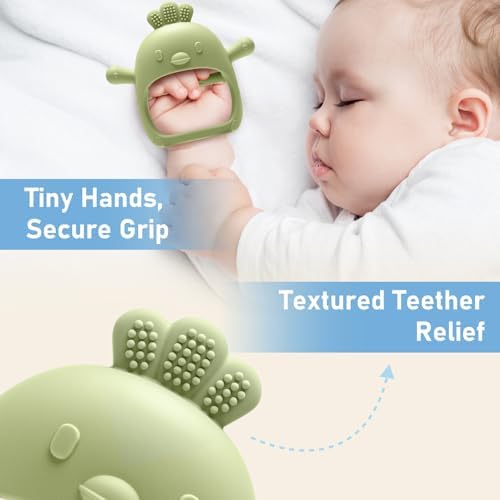 2 Pack Baby Teething Toys 0-6 6-12 Months, Silicone Teether Mitten & Ball - Image 6