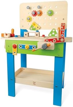 Award Winning Hape Master Workbench Kid's Wooden Toolbench Pretend Builder Set, Multicolor (E3000) by Unknown
