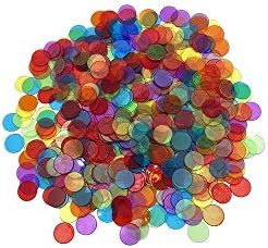 JUNWRROW 500 PCS 3/4 inch Transparent 6 Color Bingo Counting Chips with Bag - Image 3