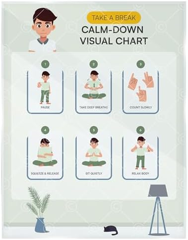 Educational Chart for Kids Step by Step Laminated 9x12 Inch for Children Self Care Visual Chart Ideal for Special Needs and Autism (Calm Down Routine Chart) by Buildingconfidencethroughdailyroutines