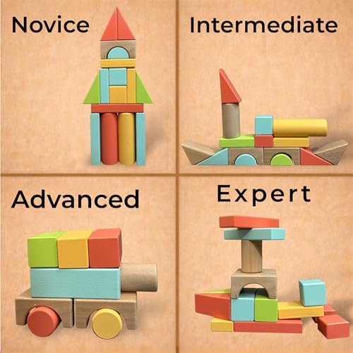 Natural Wood Building Blocks Set, 72 Pastel Color Pieces Castle Construction Blocks with Storage Tray, Educational STEM Learning Toys for Kids, Creative, Screen-Free, Architectural Play System - Image 6