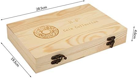 US Wooden Coin Storage Box 100-Slot Coin Capsules Universal Case with Lock and Plastic Storage Holder Coin Display Container Coin Collector Organizer for Coin Collection Supplies - Image 5