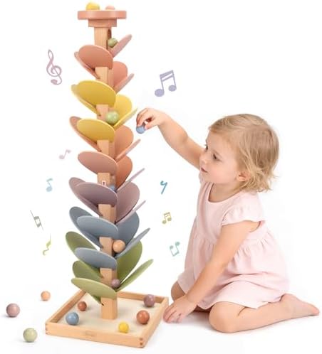 Joyreal Wooden Marble Run for Kids 3-5 4-8, Montessori Music Tree Toys by Joyreal