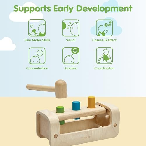 PlanToys® Pounding Bench Wooden Hammer Toy for Kids Ages 3+ Montessori - Image 5