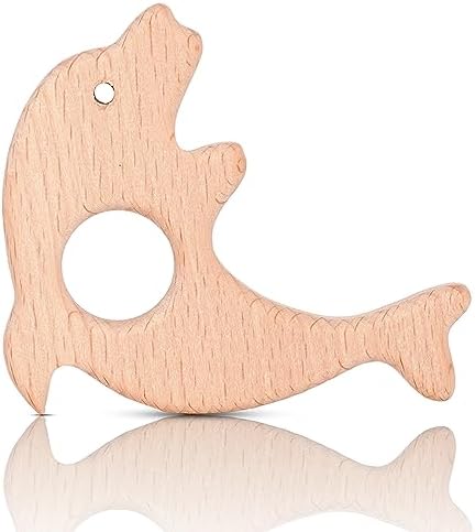 IoF 12 Pcs Teething Toys for Babies, Natural Wooden Teething Rings Baby Teether Chew Toys for Infant Toddler Teethers Crackers Animal Set Pain Relief Handmade Hanging Ring Set Toy - Image 6