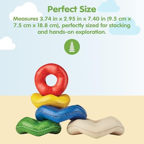 PlanToys® Wooden Wave Stacker Montessori Stacking Toy for Kids Toddlers - Image 2