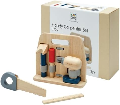 PlanToys® Wooden Handy Carpenter Set Montessori Practical Life Kids Play by PlanToys
