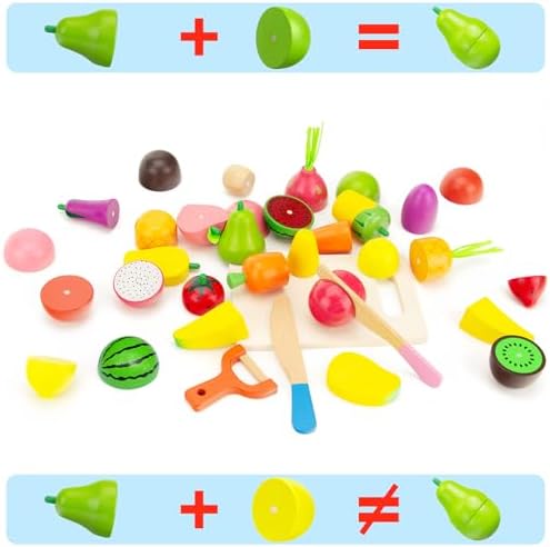 Wooden Play Food for Toddlers, Fruits & Veggies Toy for Kids Play Kitchen - Image 7