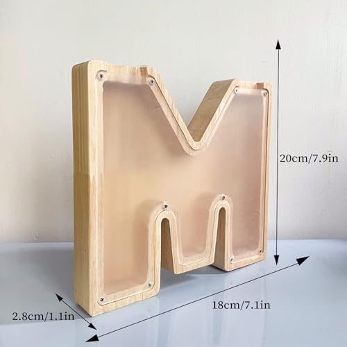 Wooden Letter Piggy Bank for Kids Boys Girls, A-Z Letters Wood Coin Bank Money Box, Piggy Bank for Toddler Family Christmas Birthday Gift(M) - Image 6