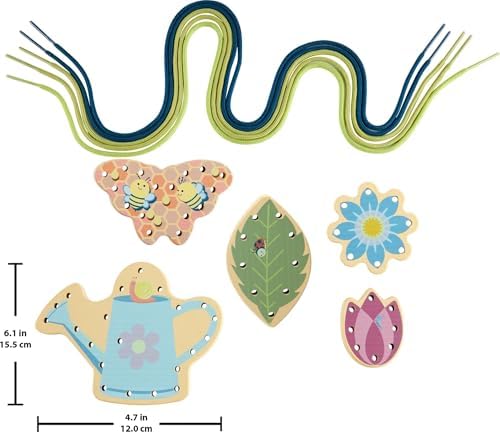 Fisher-Price Wood Preschool Toy Lacing Activity Cards, Tiny Garden 10-Piece Set for Fine Motor Skill Development Kids Ages 3+ Years - Image 6