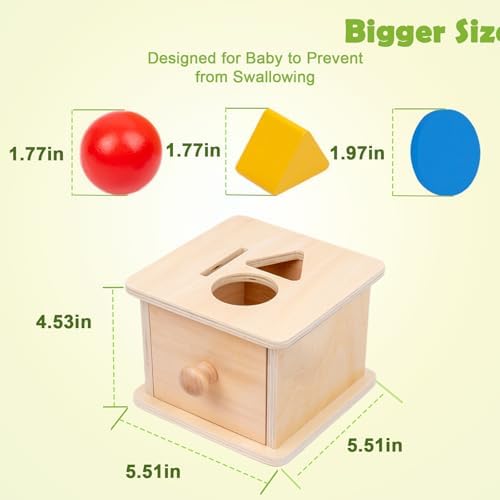 Adena Montessori Wooden Coin Box with Drawer Object Permanence 6-12 Months - Image 3