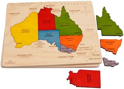 Australia Map Wooden Jigsaw Puzzle for Kids | 6 Puzzle Pieces | Learning & Educational Toy Gift for Boys & Girls Ages 3 Years and Above - Image 5