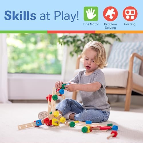 Melissa & Doug Wooden Construction Building Set in a Box (48 pcs) - Image 5