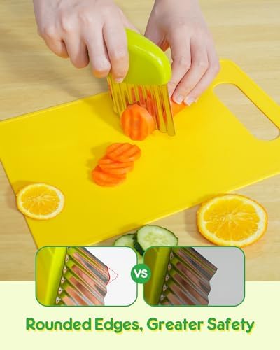 melican Kids Kitchen Knife Set, 11 Pcs Montessori Kitchen Tools for Toddlers 3+ Real Cooking, Include Kid Knives, Crinkle Cutter, Sandwich Cutters, Peeler, Cutting Board, Ideal for Birthday Gifts - Image 5