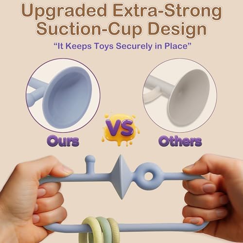 High Chair Suction Cup Toy & Teething Toy Set, Sensory Toy [Sky Blue] - Image 3