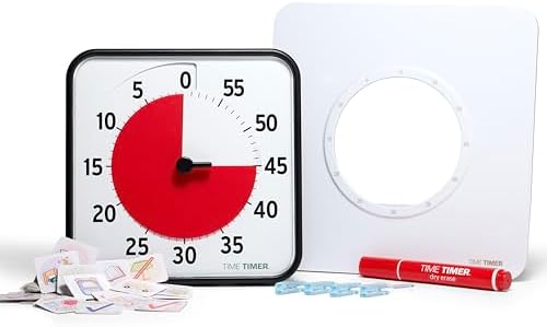 TIME TIMER 8 inch Visual Timer with Visual Schedule Package - 60 Minute Kids Desk Countdown Clock with Dry Erase Board, whiteboard Marker, and pecs Cards - for Kids Classroom, Home and Routine Timer - Image 4