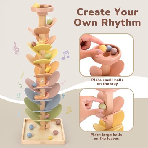Joyreal Wooden Marble Run for Kids 3-5 4-8, Montessori Music Tree Toys - Image 2
