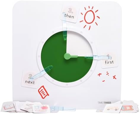 TIME TIMER Visual Schedule Package - 8-inch 60 Minute Visual Routine Timer with Dry Erase Board, PECS Cards, and Whiteboard Marker - for Kids Desk, Classroom, Home, and Routines (Green) by TimeTimer