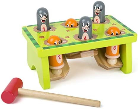 Small Foot Mole 11162 Knock Bench 100% Certified Wood Robust Hammer Game from 18 Months by SmallFootWoodenToys