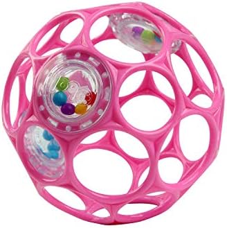 Bright Starts Oball Easy-Grasp Baby Rattle Ball, Pink, Ages Newborn and Up, 4 Inches by BrightStarts