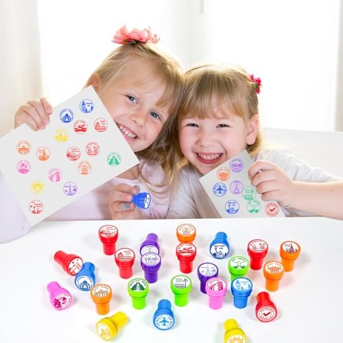 Cinrobiye 24 Pcs Adventure Travel Stampers Party Favor Set, Fun Bon Voyage Travel Stamps for Kids Birthday Party, Classroom Rewards, Carnival Prizes, Goody Bag Fillers, Travel Themed Party Supplies - Image 6
