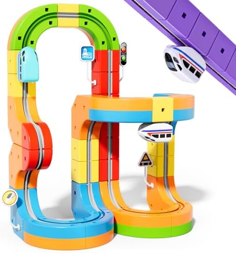48 pcs KlickRail Electric Train Set Race Track for 3 4 5 6 7 8 Years Old by CalfQueen